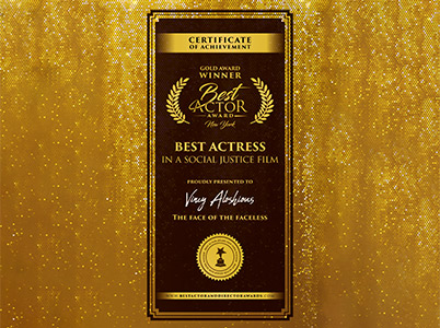 Best Actress Awards - Vincy Aloshious - Gold Award